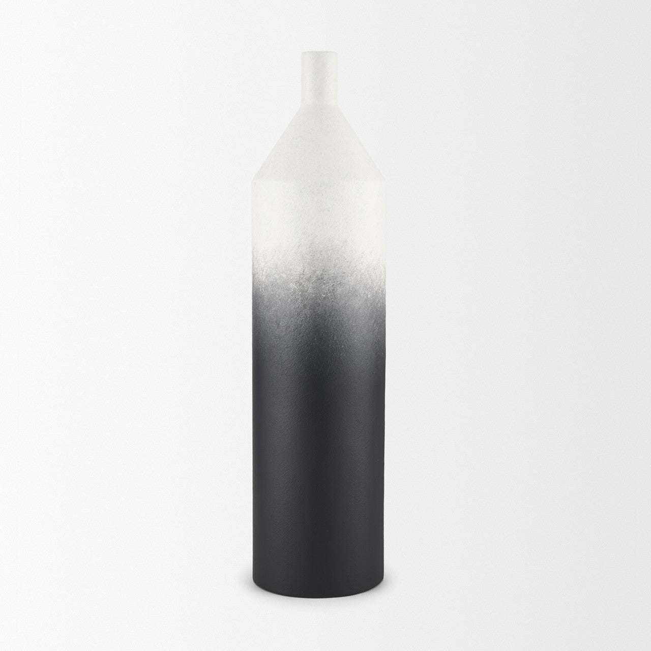 Townley Tall White w/ Black Ombre Metal Vase