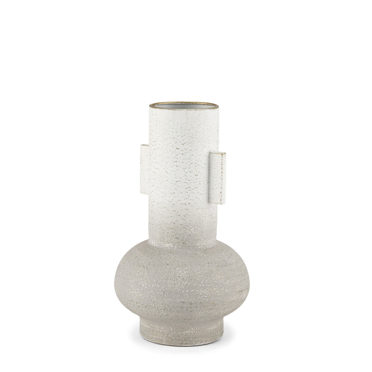 Torres Small Textured Off White w/ Gold Metal Vase