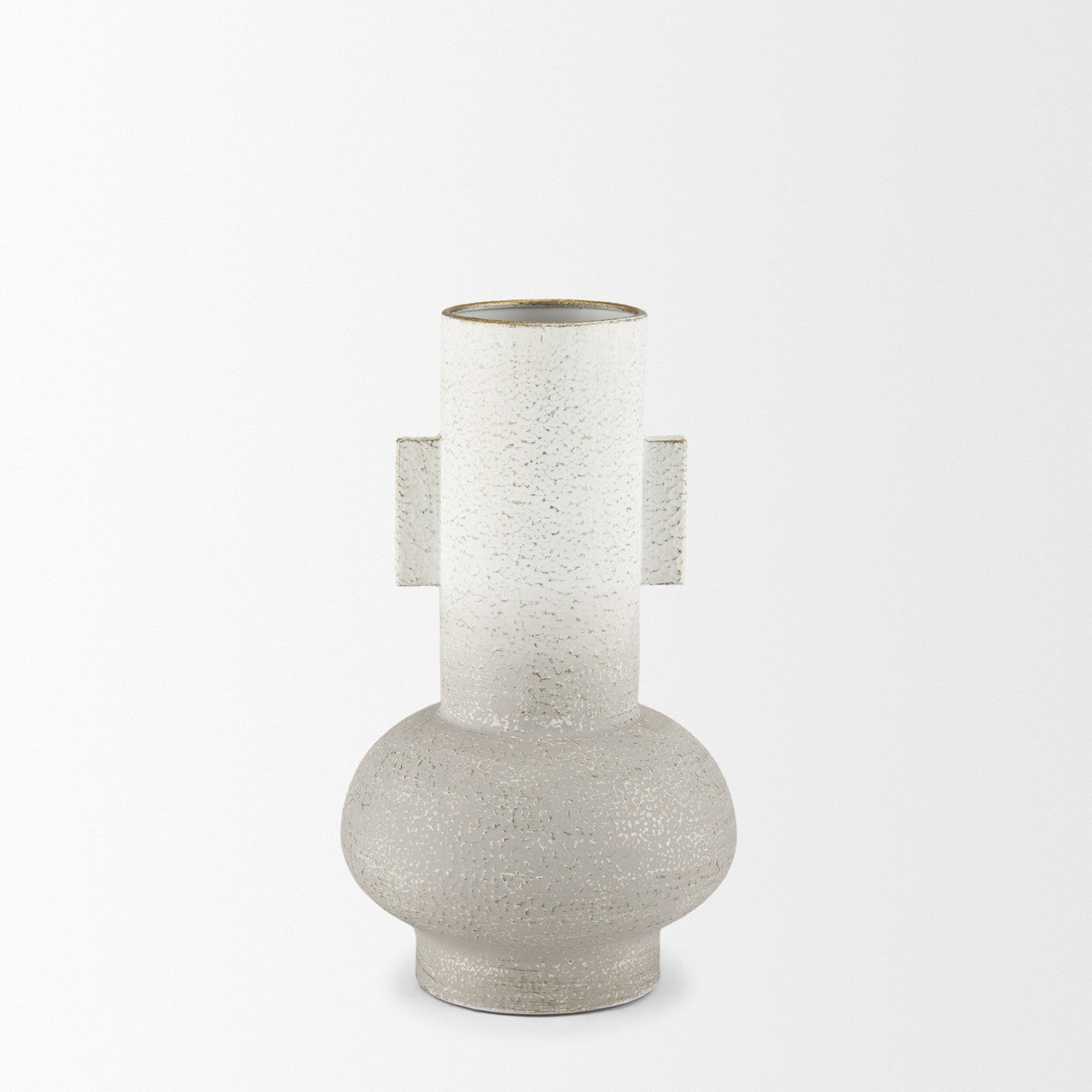 Torres Small Textured Off White w/ Gold Metal Vase