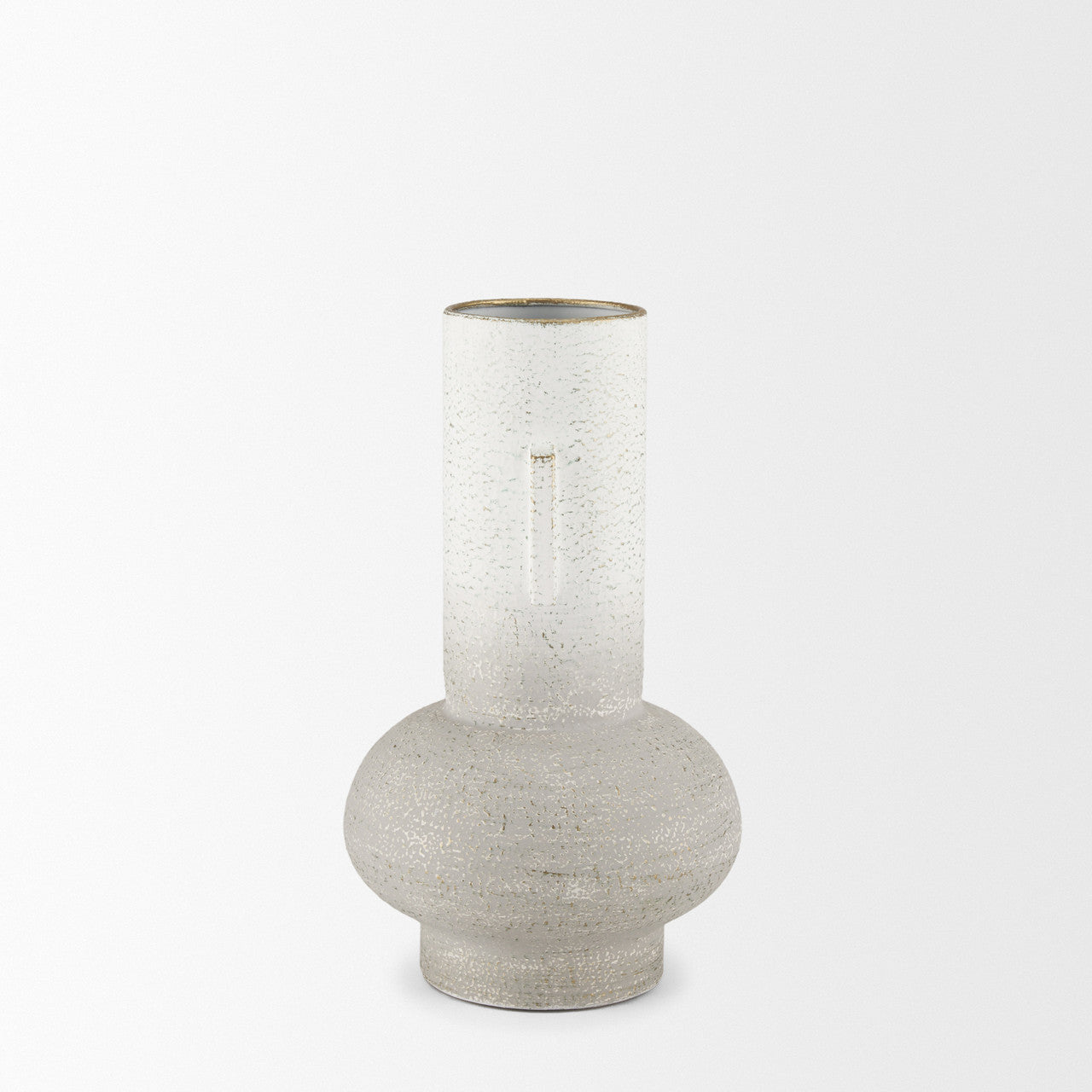Torres Small Textured Off White w/ Gold Metal Vase