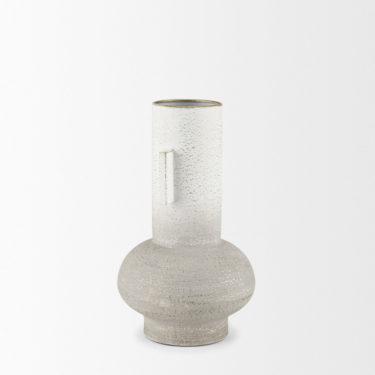Torres Small Textured Off White w/ Gold Metal Vase