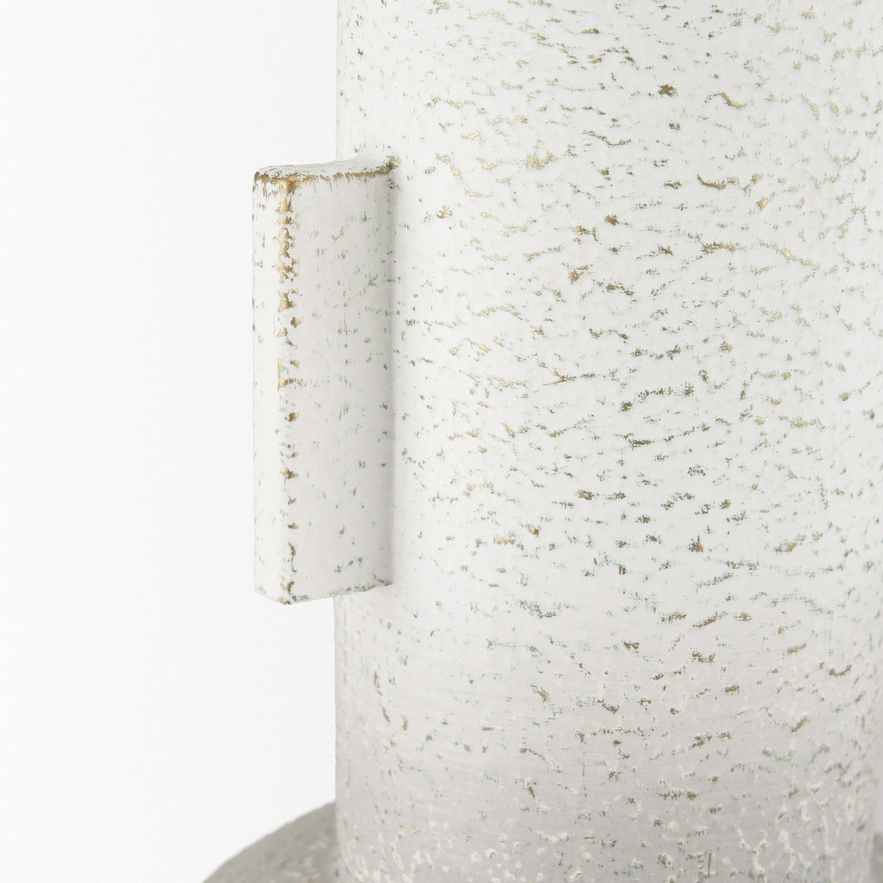 Torres Small Textured Off White w/ Gold Metal Vase