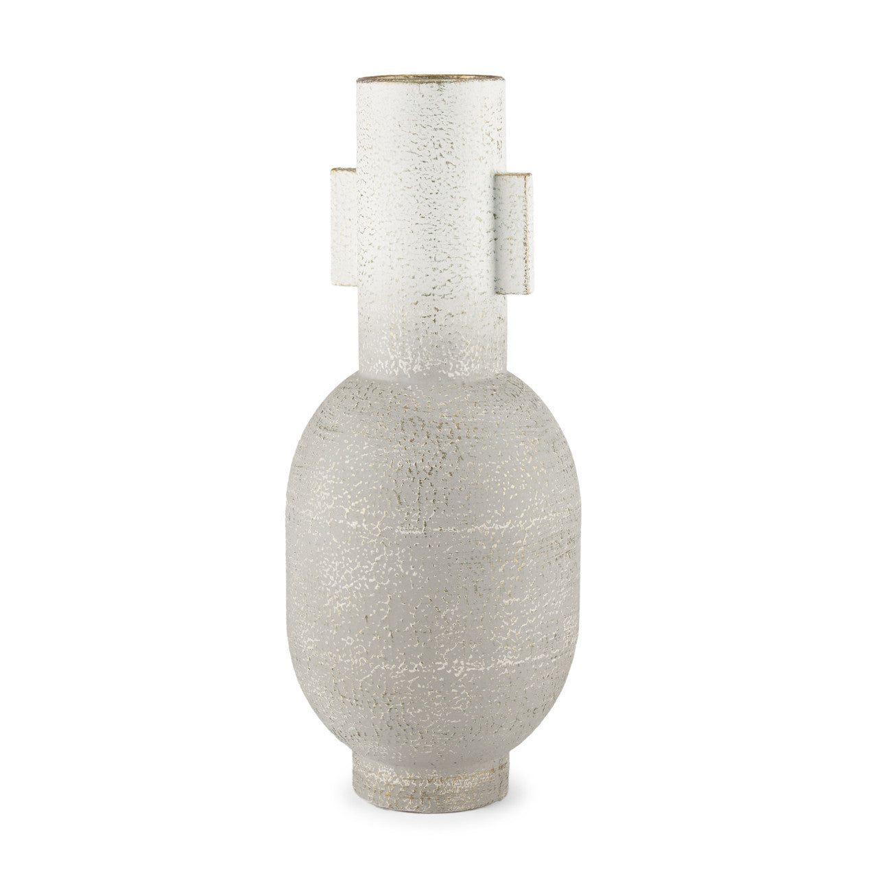 Torres Tall Textured Off White w/ Gold Metal Vase