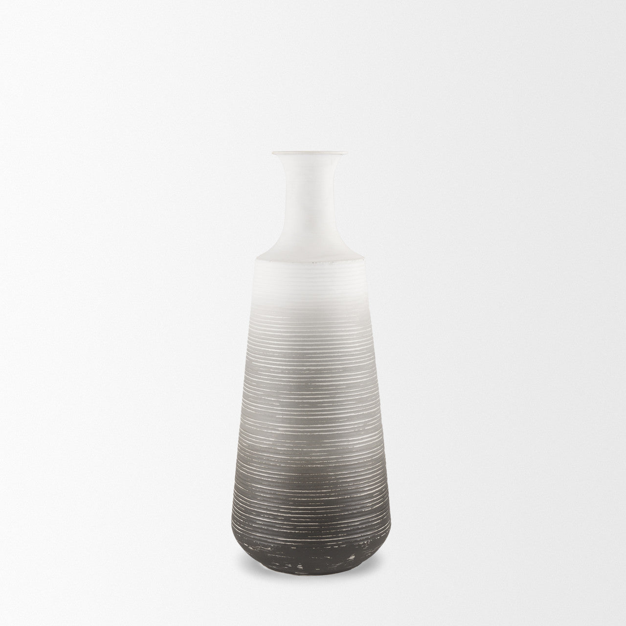 Toru Medium White w/ Grey Ombre Metal Vase