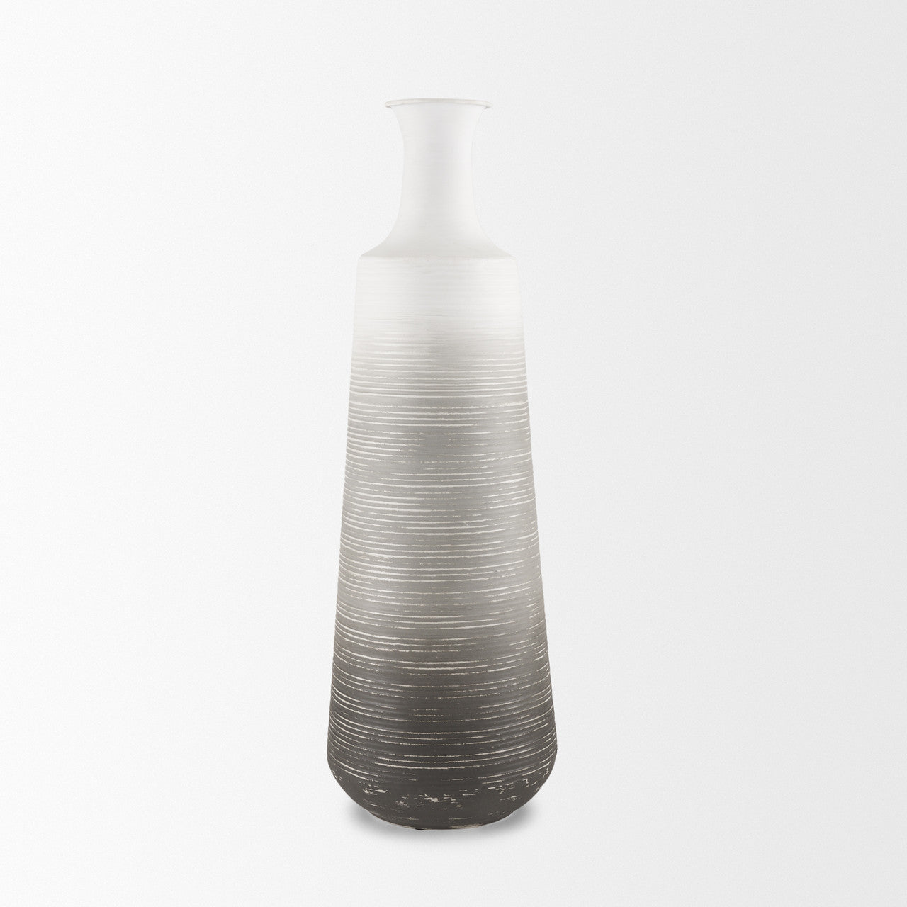 Toru Tall White w/ Grey Ombre Metal Vase