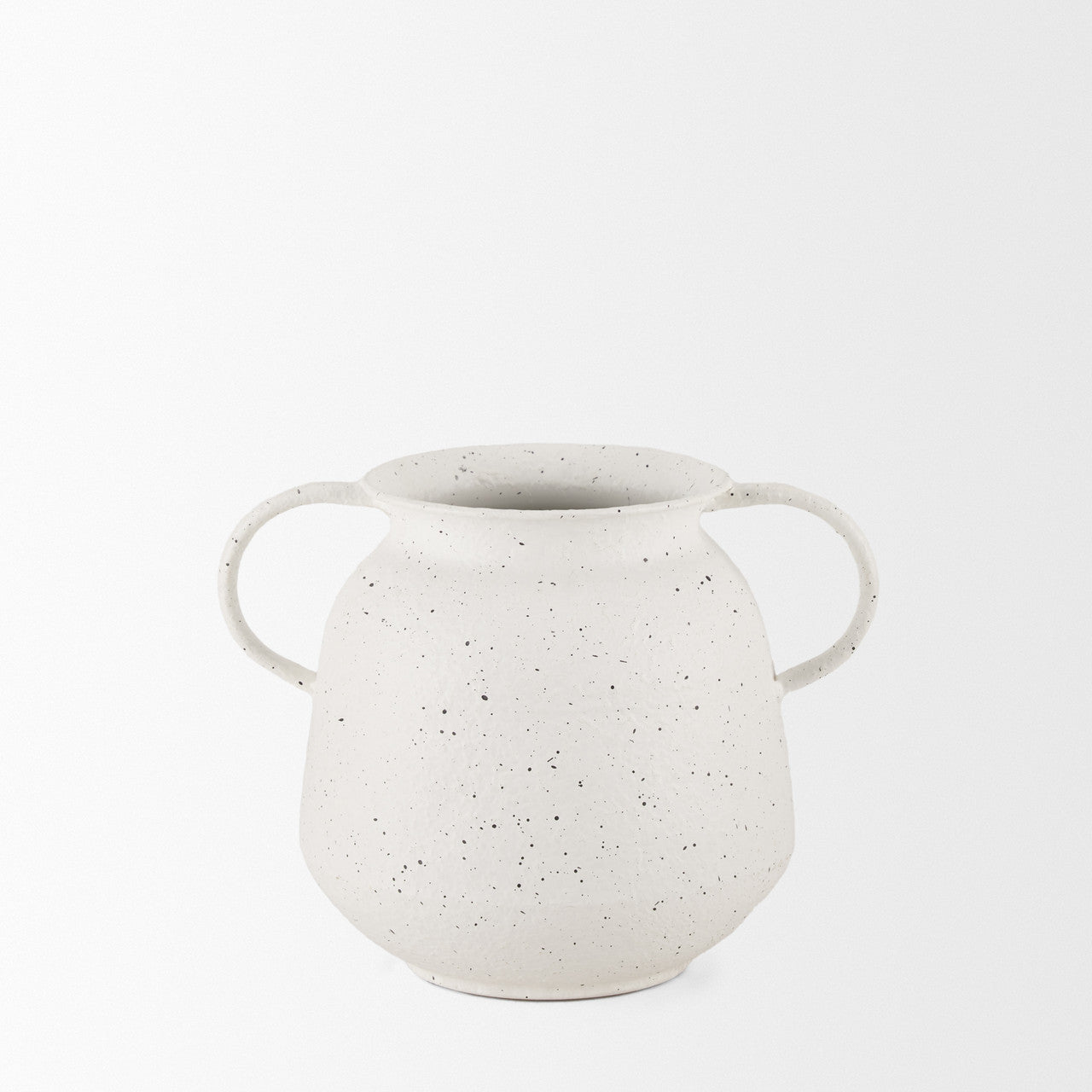 Treva Small White w/ Black Speckles Metal Vase