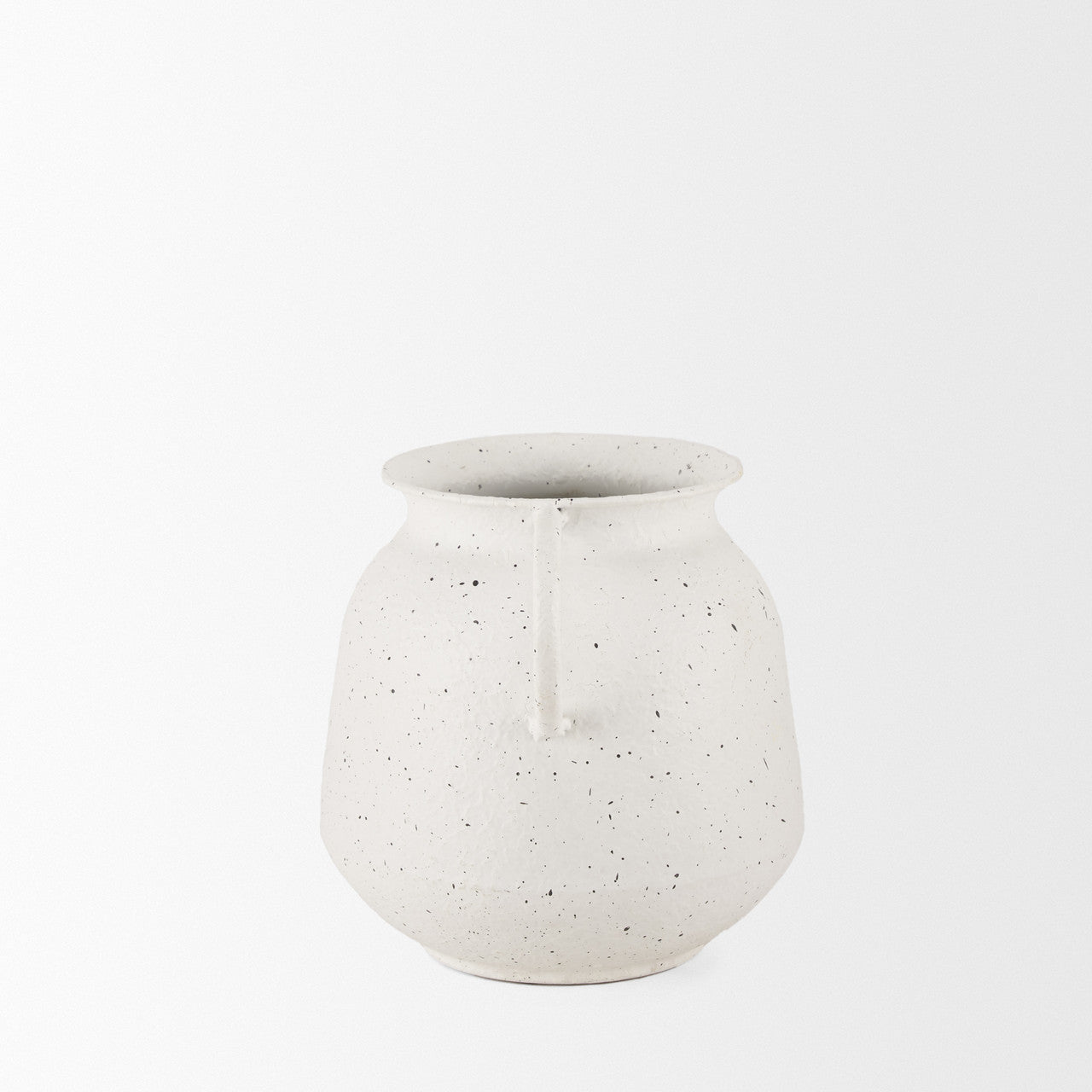 Treva Small White w/ Black Speckles Metal Vase