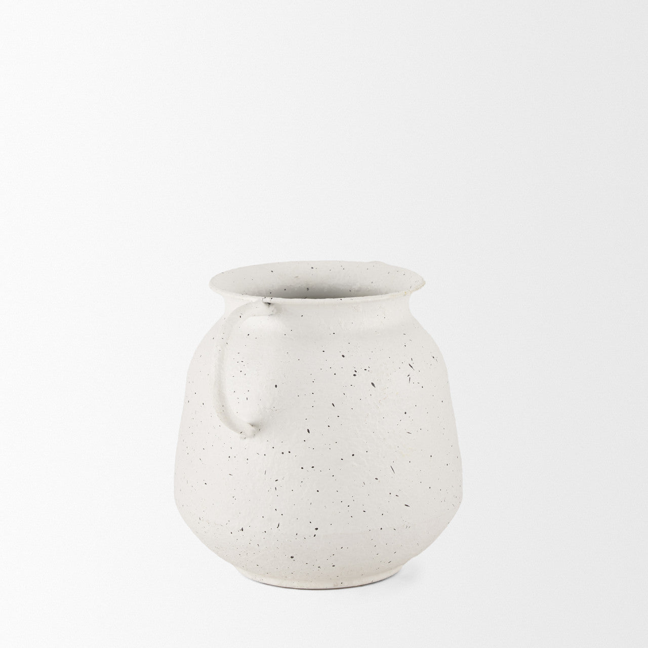 Treva Small White w/ Black Speckles Metal Vase