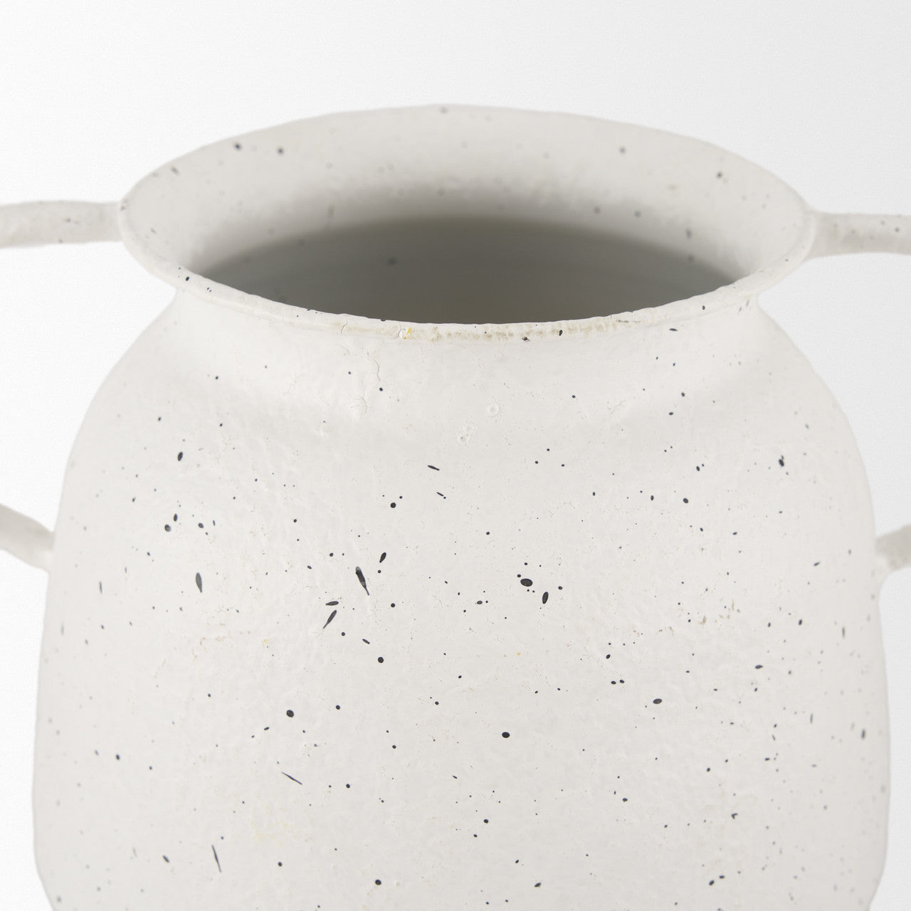 Treva Small White w/ Black Speckles Metal Vase