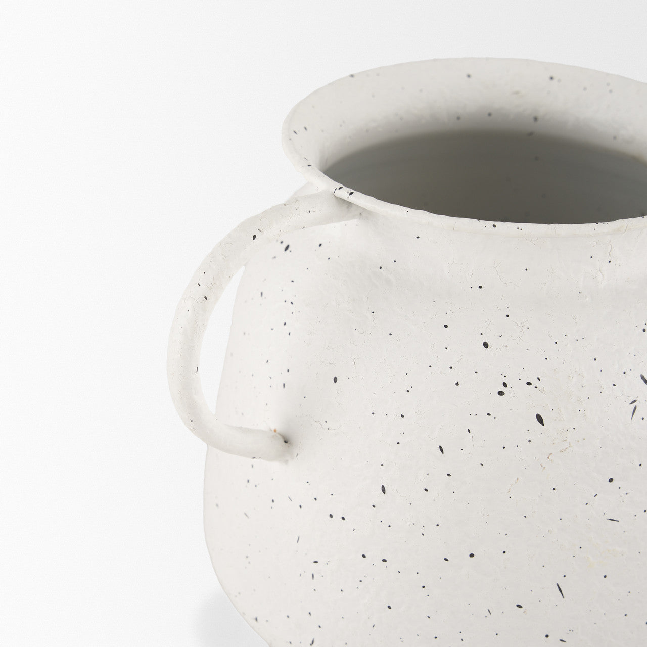 Treva Small White w/ Black Speckles Metal Vase