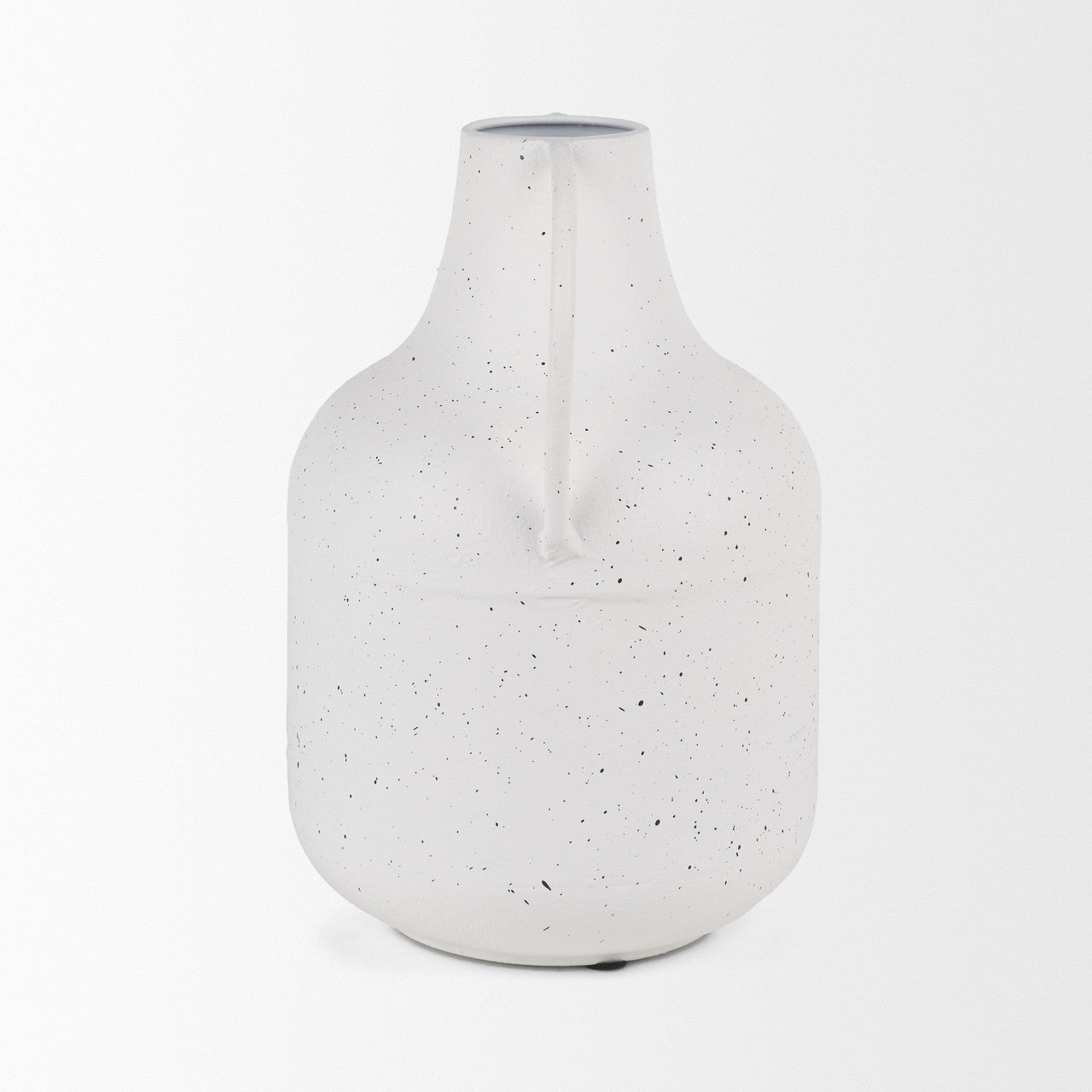 Treva Tall White w/ Black Speckles Metal Vase