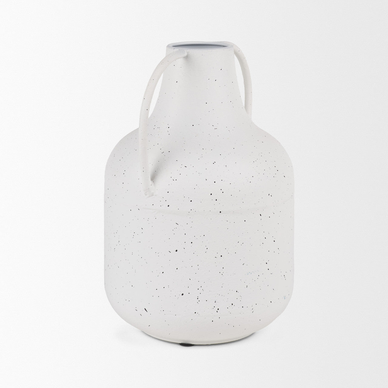 Treva Tall White w/ Black Speckles Metal Vase