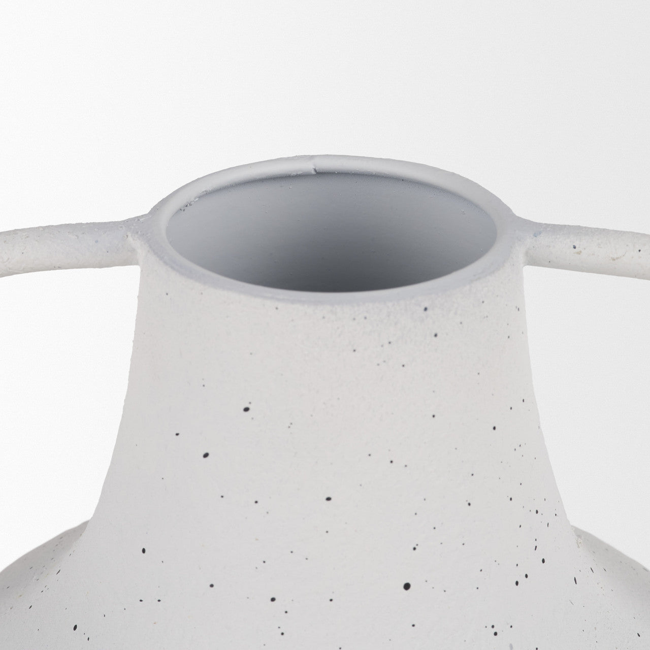 Treva Tall White w/ Black Speckles Metal Vase
