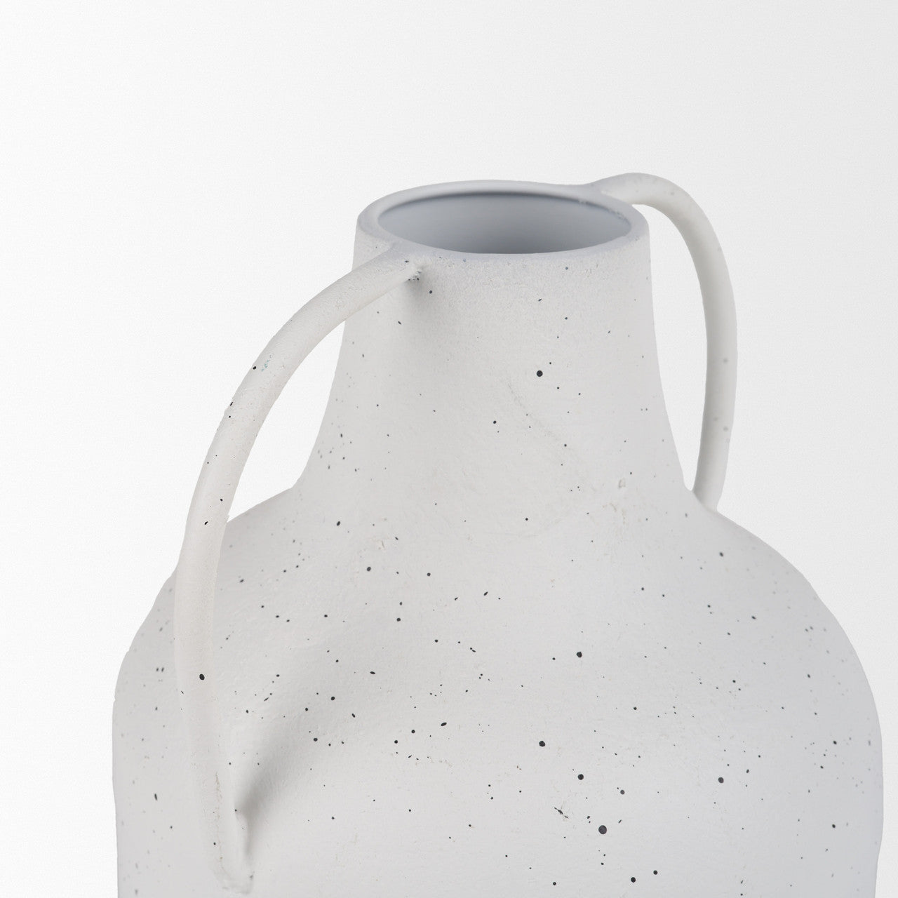 Treva Tall White w/ Black Speckles Metal Vase