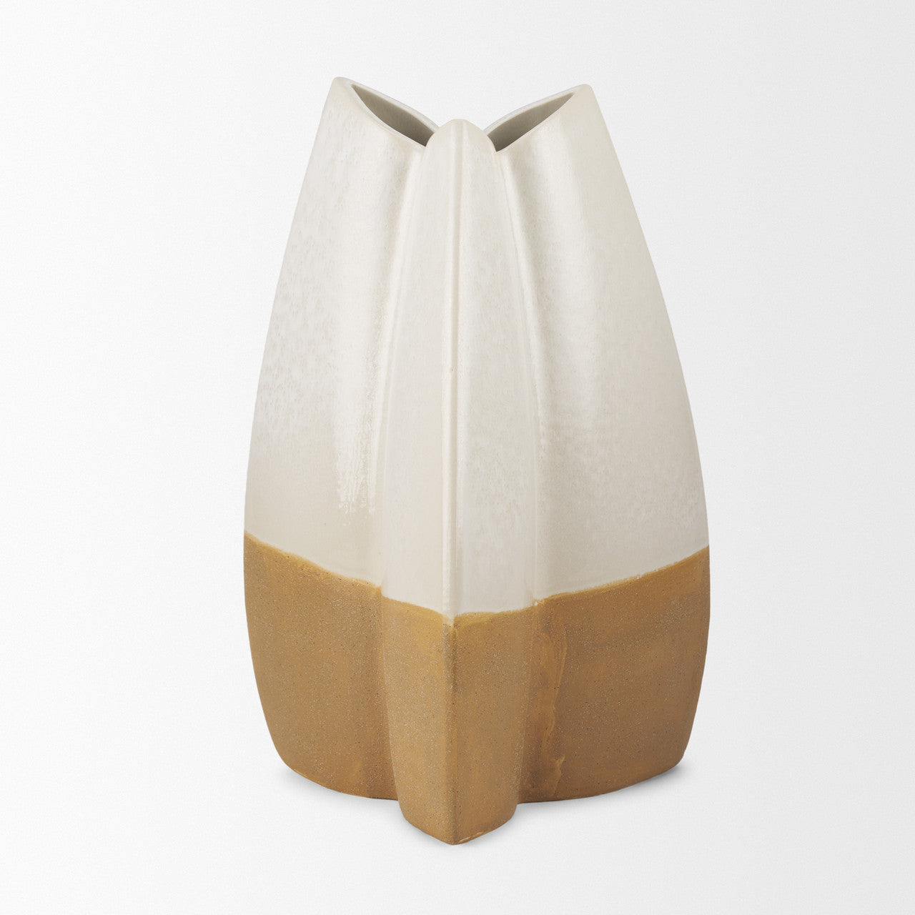 Vania Large Off White w/ Tan Textured Ceramic Vase
