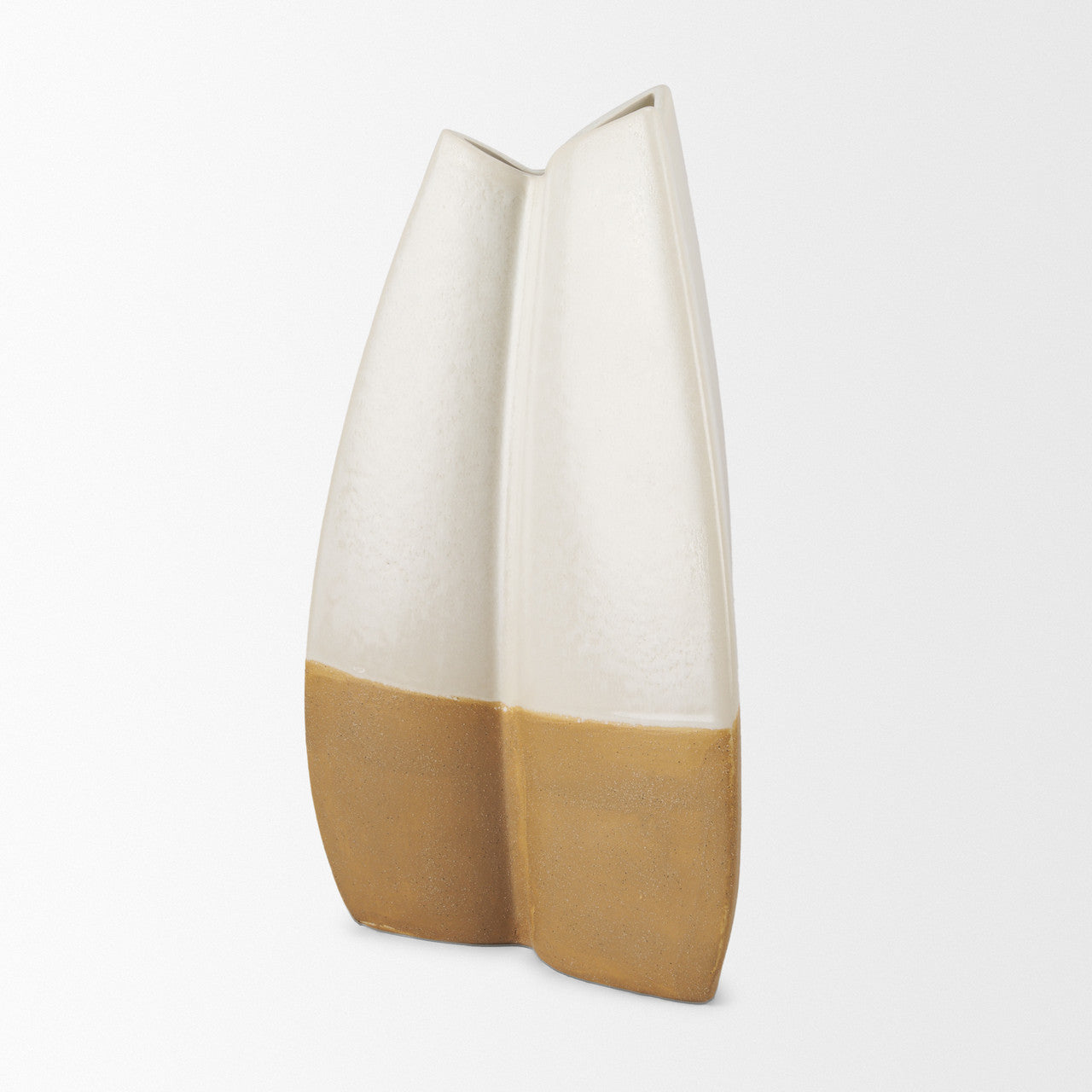 Vania Large Off White w/ Tan Textured Ceramic Vase