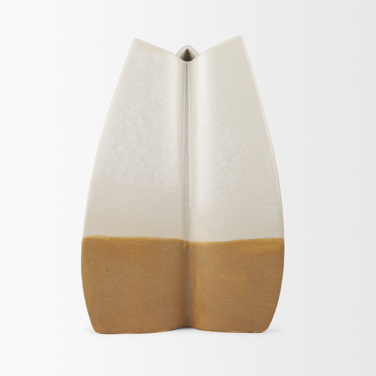 Vania Large Off White w/ Tan Textured Ceramic Vase