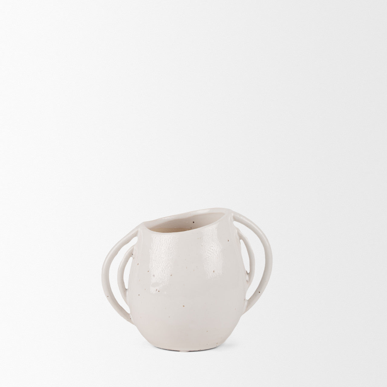 Urvi Short Off White Speckled Asymmetrical Ceramic Vase