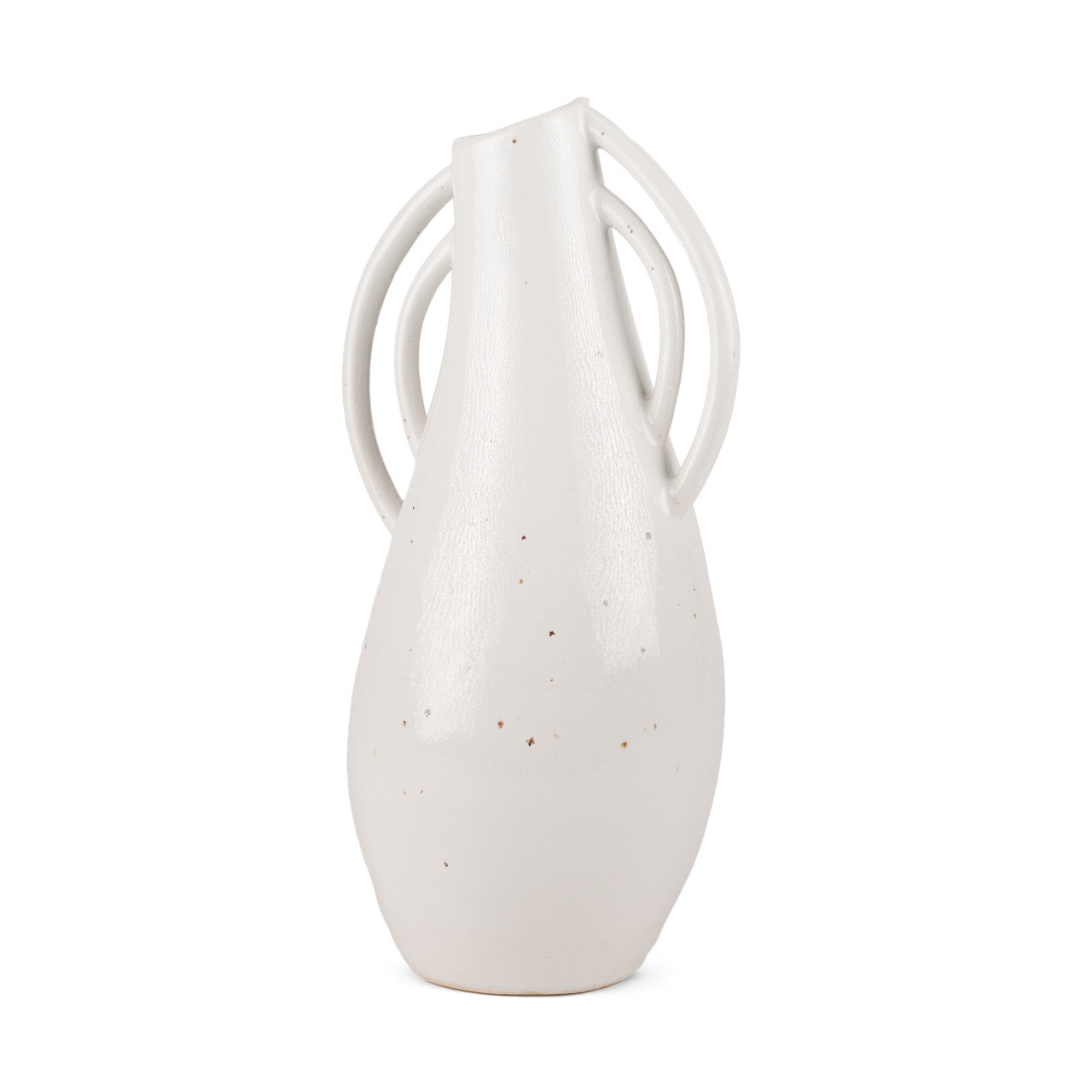 Urvi Tall Off White Speckled Asymmetrical Ceramic Vase