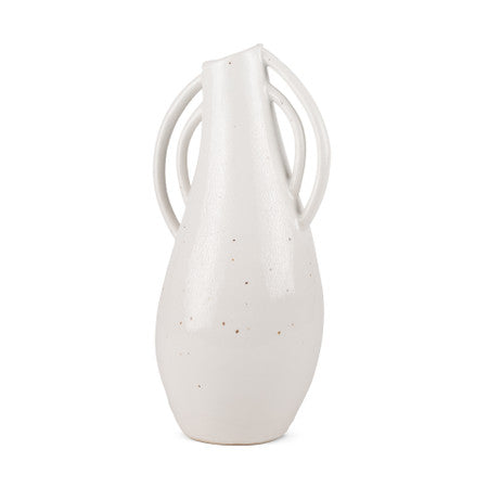 Urvi Tall Off White Speckled Asymmetrical Ceramic Vase