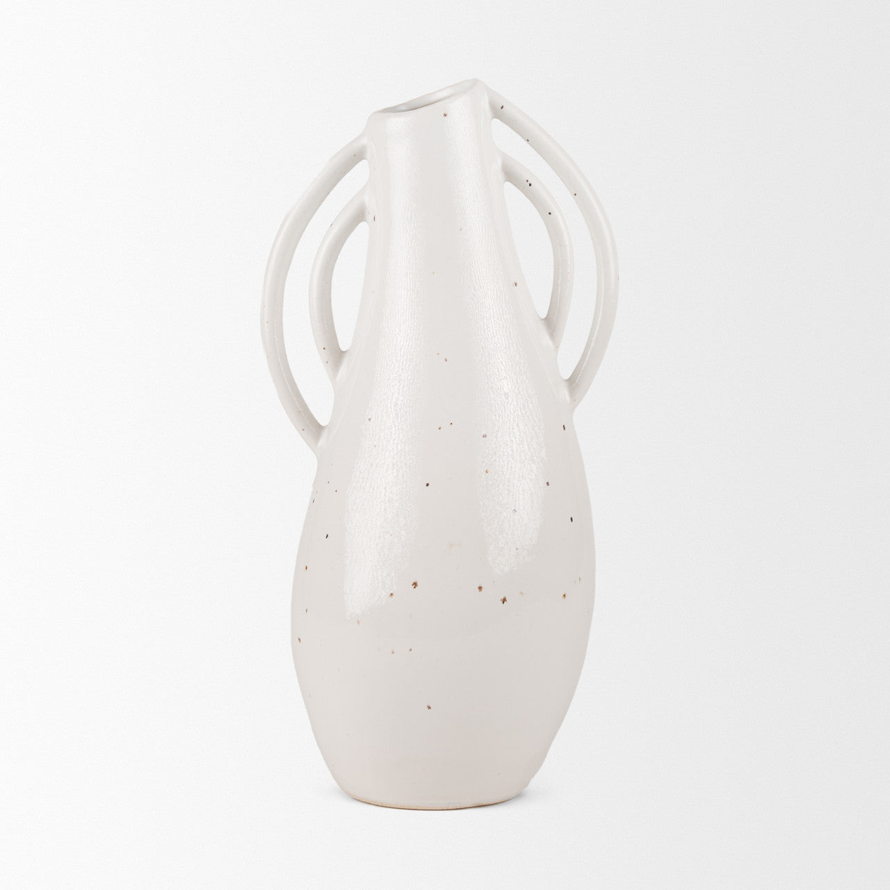 Urvi Tall Off White Speckled Asymmetrical Ceramic Vase