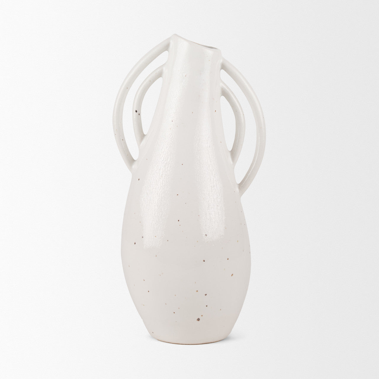 Urvi Tall Off White Speckled Asymmetrical Ceramic Vase