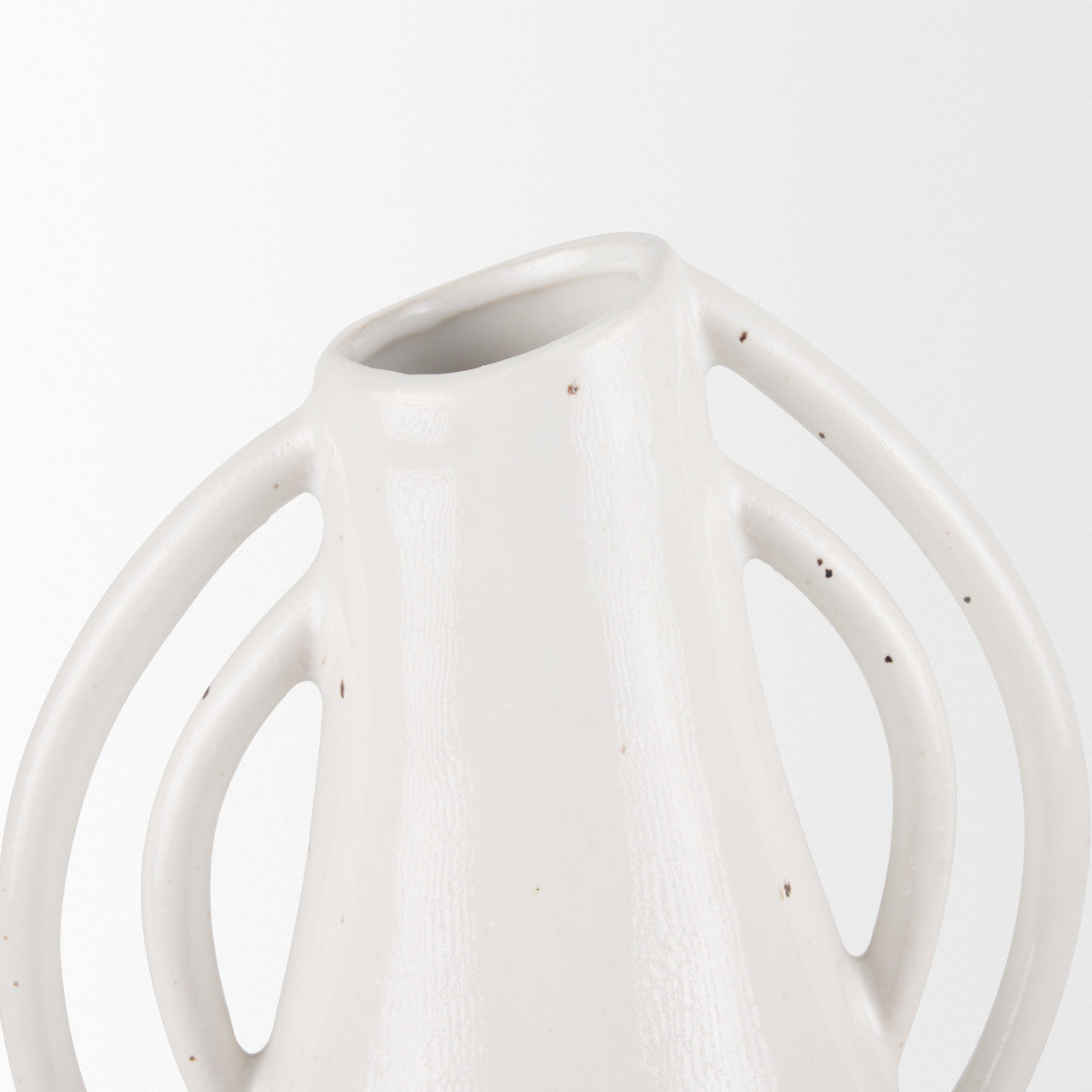 Urvi Tall Off White Speckled Asymmetrical Ceramic Vase