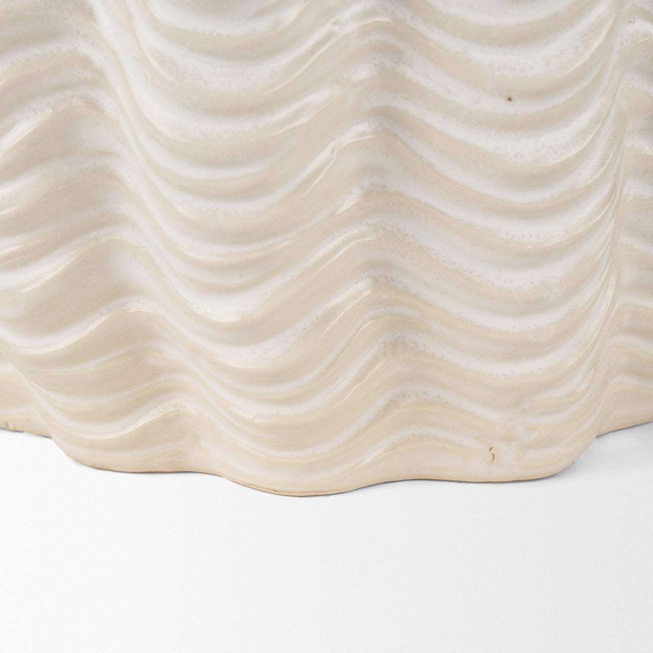 Velia Short Seashell Sculptural Cream Glazed Ceramic Vase