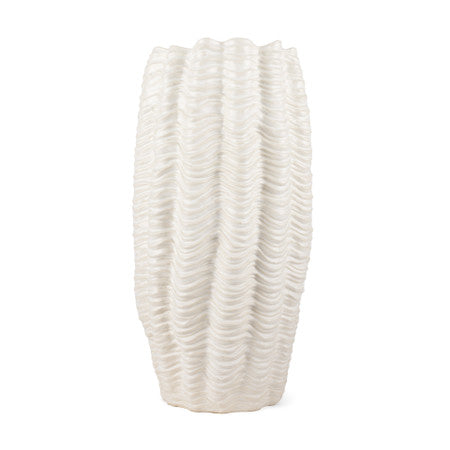 Velia Tall Seashell Sculptural Cream Glazed Ceramic Vase