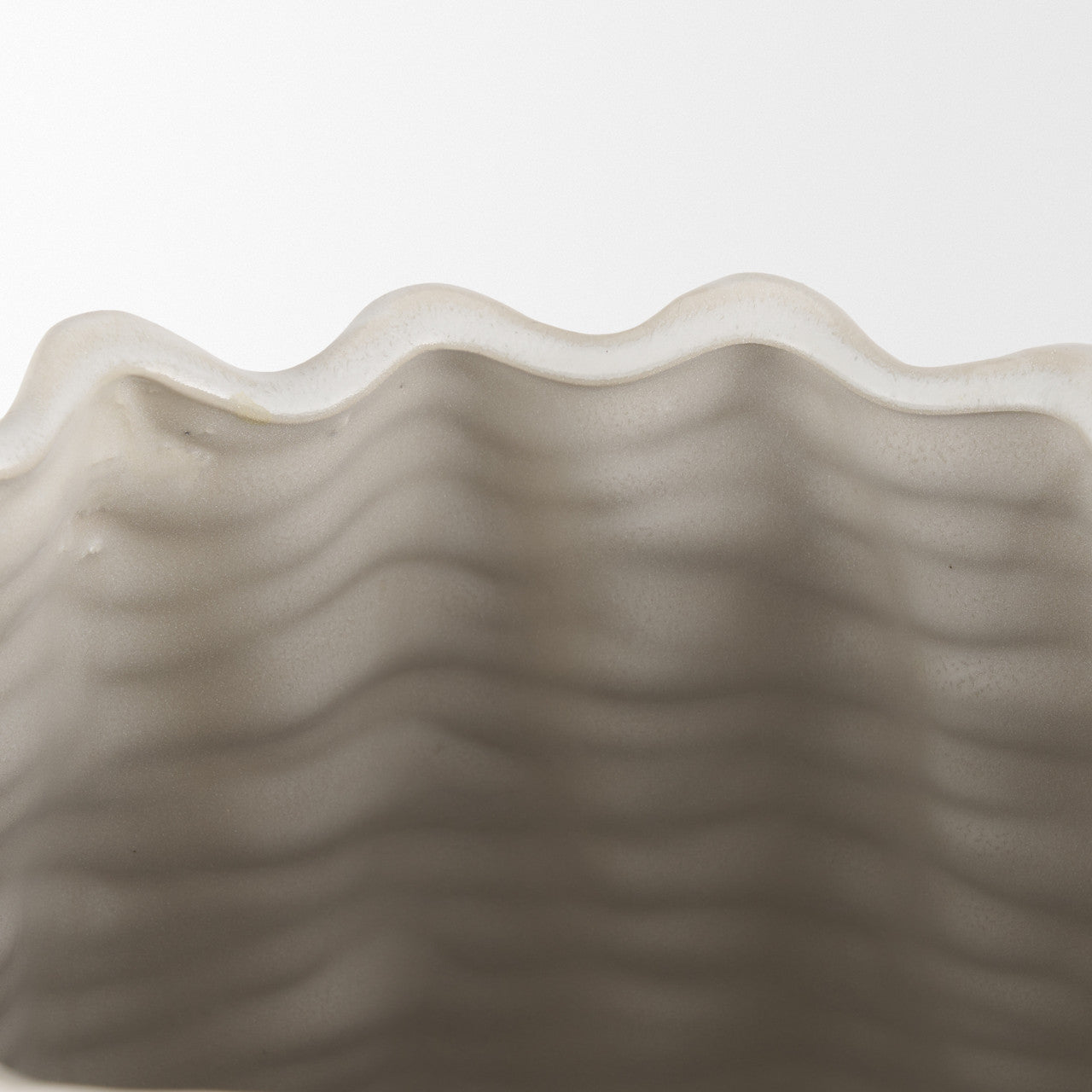 Velia Tall Seashell Sculptural Cream Glazed Ceramic Vase