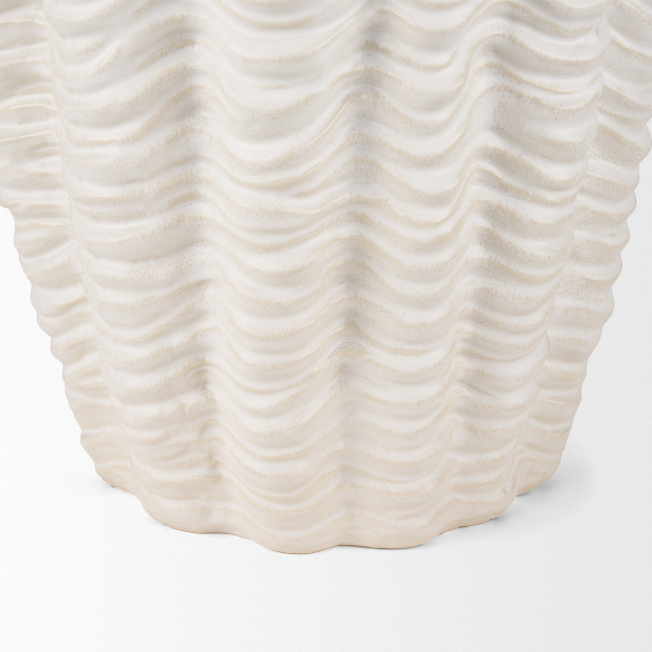 Velia Tall Seashell Sculptural Cream Glazed Ceramic Vase