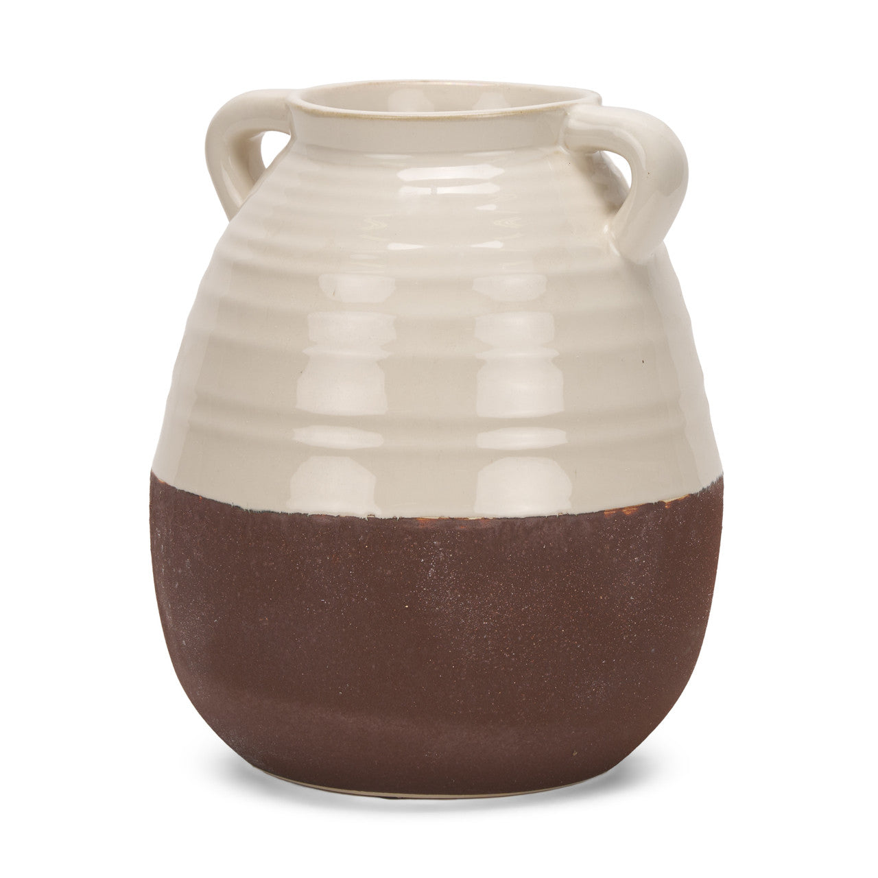 Tryna Large Beige w/ Matte Brown Ceramic Vase