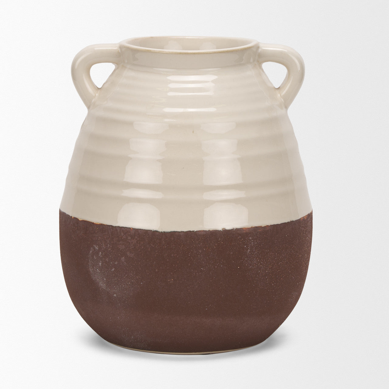 Tryna Large Beige w/ Matte Brown Ceramic Vase