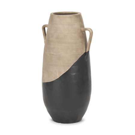 Tully Textured Matte Brown w/ Matte Black Ceramic Floor Vase