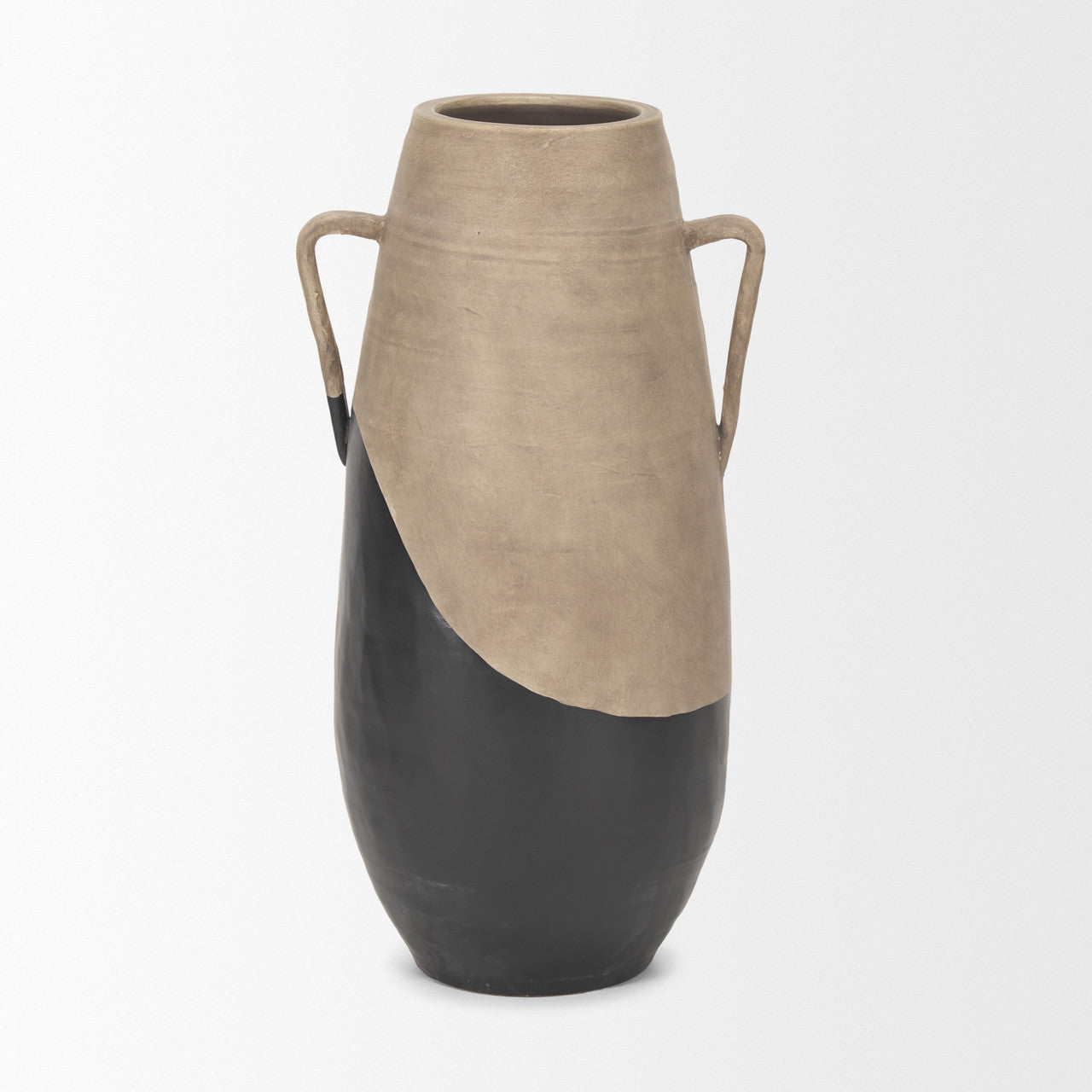Tully Textured Matte Brown w/ Matte Black Ceramic Floor Vase