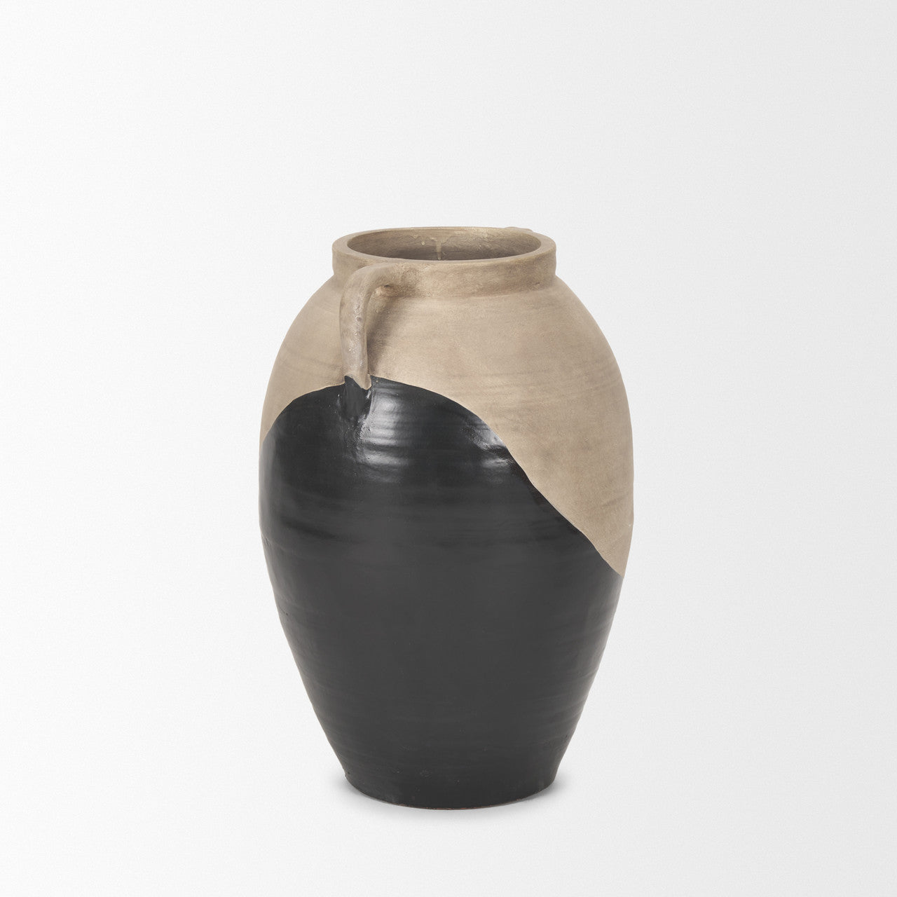 Tully Textured Matte Brown w/ Matte Black Short Ceramic Floor Vase
