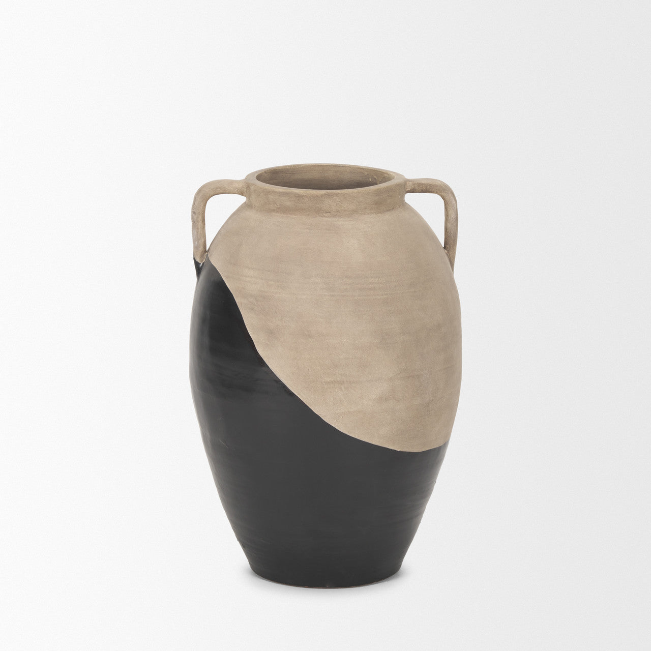 Tully Textured Matte Brown w/ Matte Black Short Ceramic Floor Vase