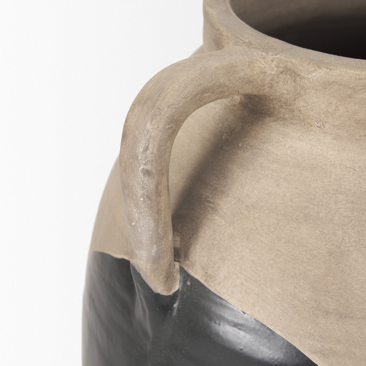 Tully Textured Matte Brown w/ Matte Black Short Ceramic Floor Vase