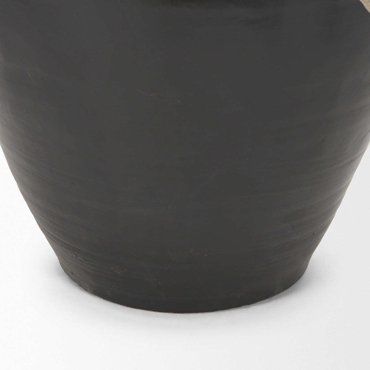 Tully Textured Matte Brown w/ Matte Black Short Ceramic Floor Vase