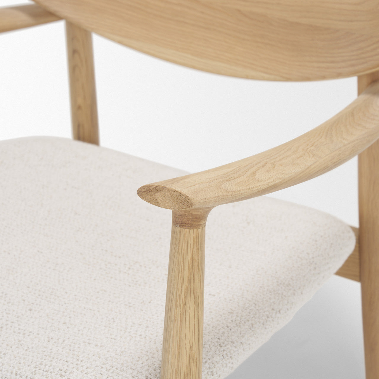 Haggen Light Brown Oak Wood w/ Cream Fabric Accent Chair