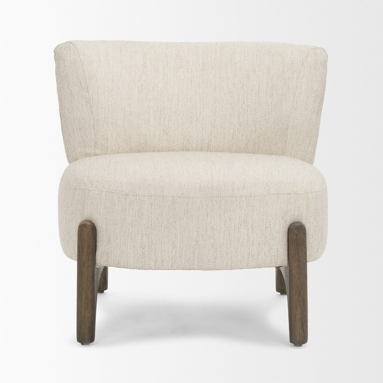 Vyra Dark Brown Wood w/ Cream Fabric Accent Chair
