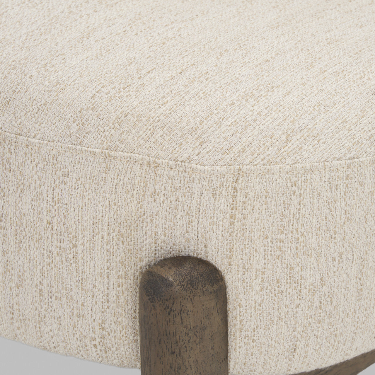 Vyra Dark Brown Wood w/ Cream Fabric Accent Chair