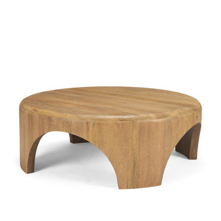 Shima Round Light Brown Wood W/Arched Legs Coffee Table