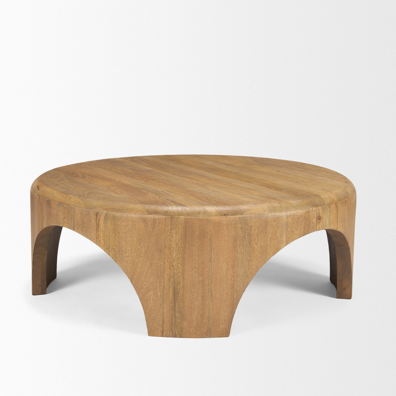 Shima Round Light Brown Wood W/Arched Legs Coffee Table