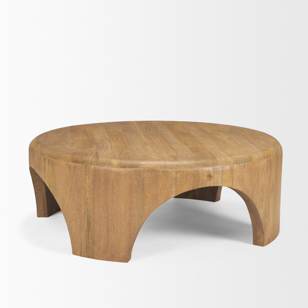 Shima Round Light Brown Wood W/Arched Legs Coffee Table