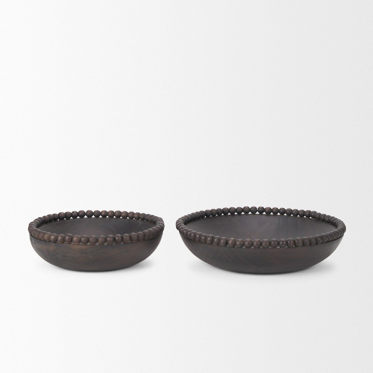 Wendell Dark Brown Wood w/ Wood Beads Round Bowls
