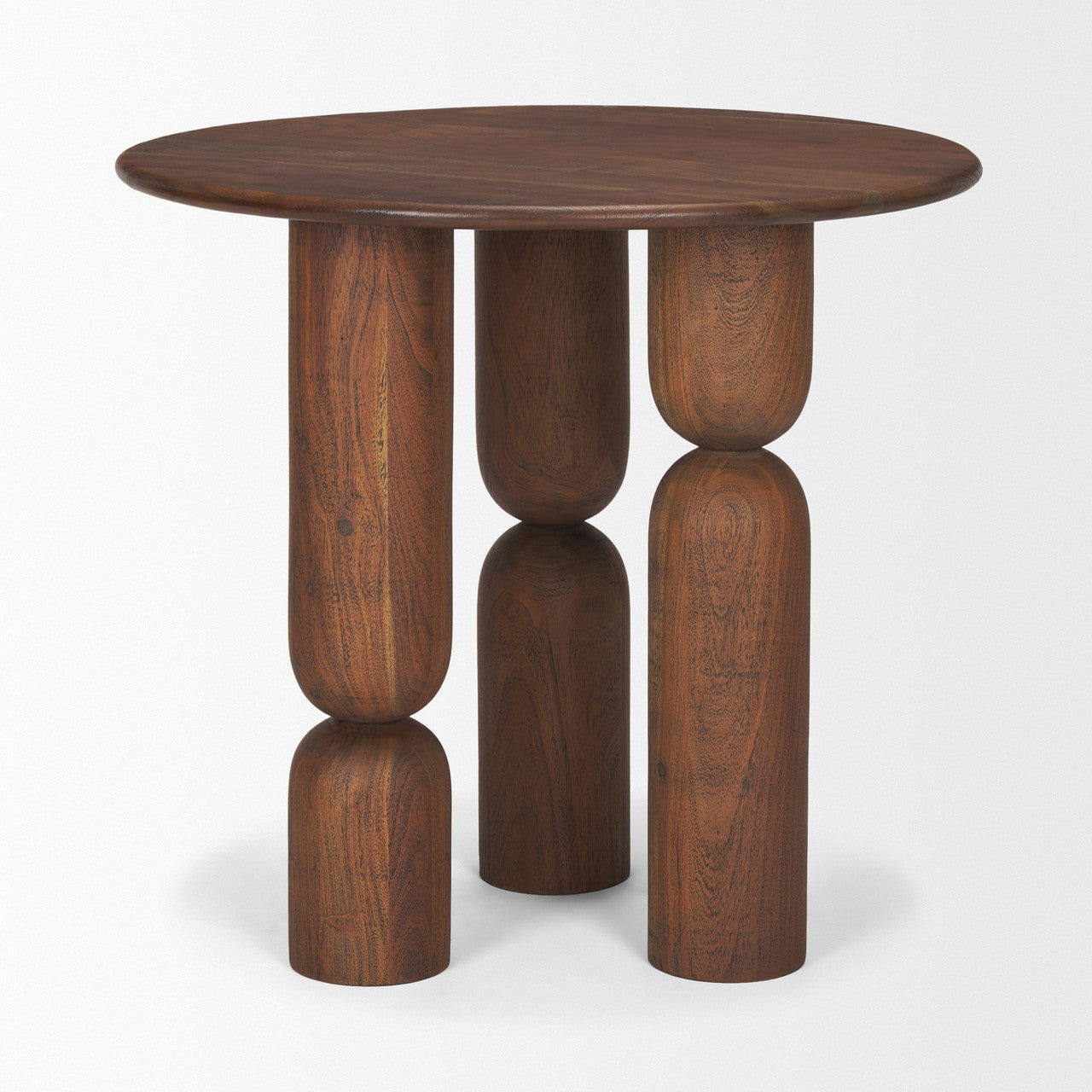 Sonel Pedestal Medium Dark Brown Acacia Wood Foyer Table