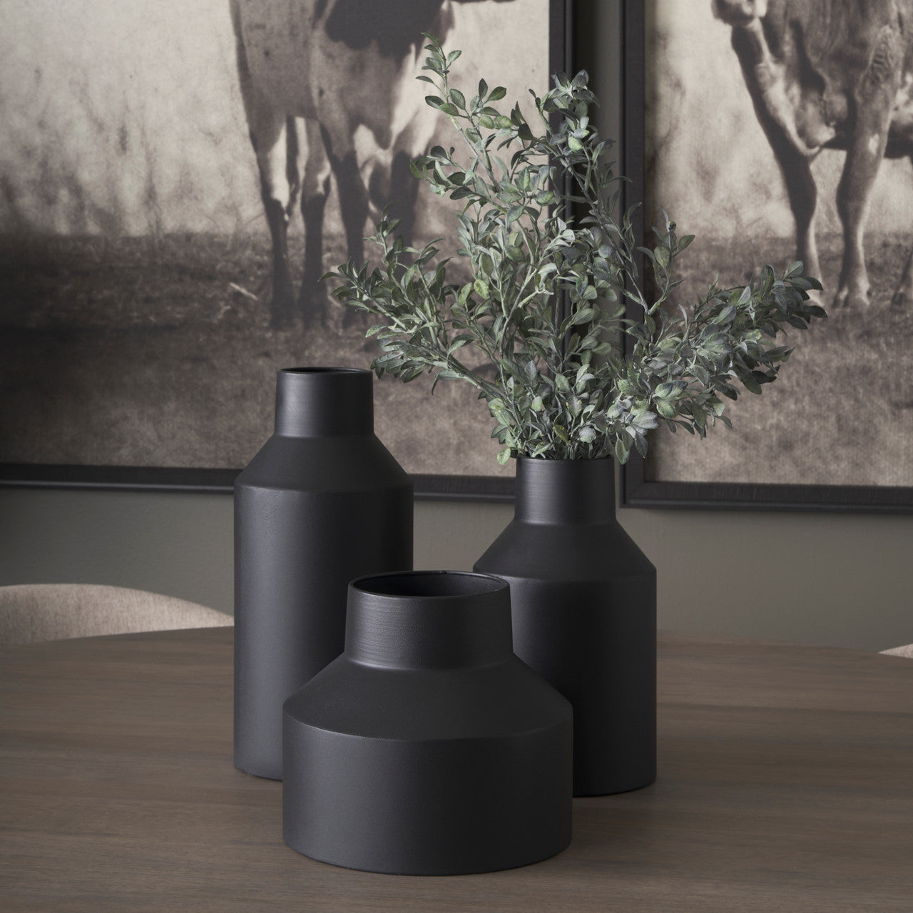 Tosca Medium Matte Black Metal Vase