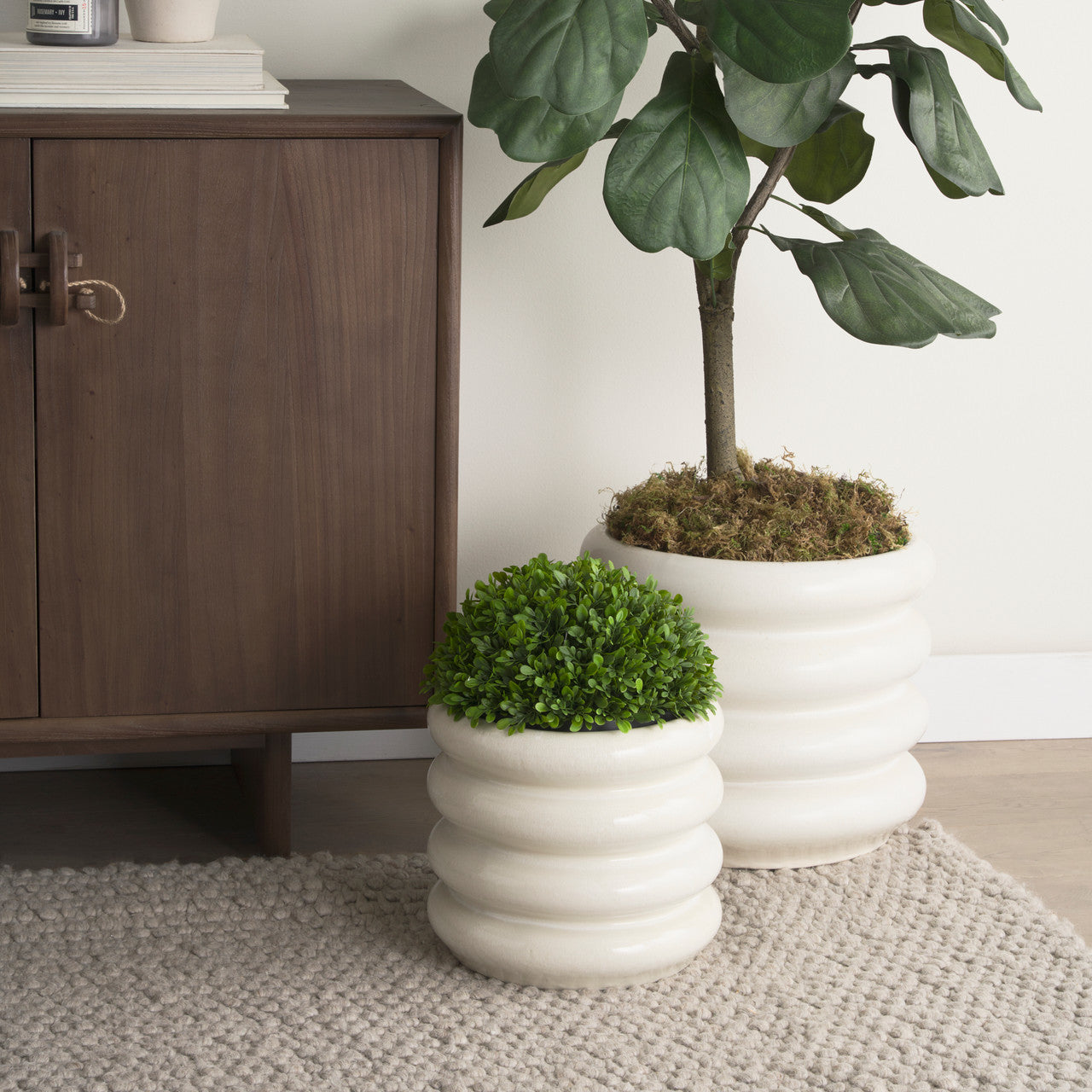 Twyla Tall Cream Glazed Floor Ceramic Vase