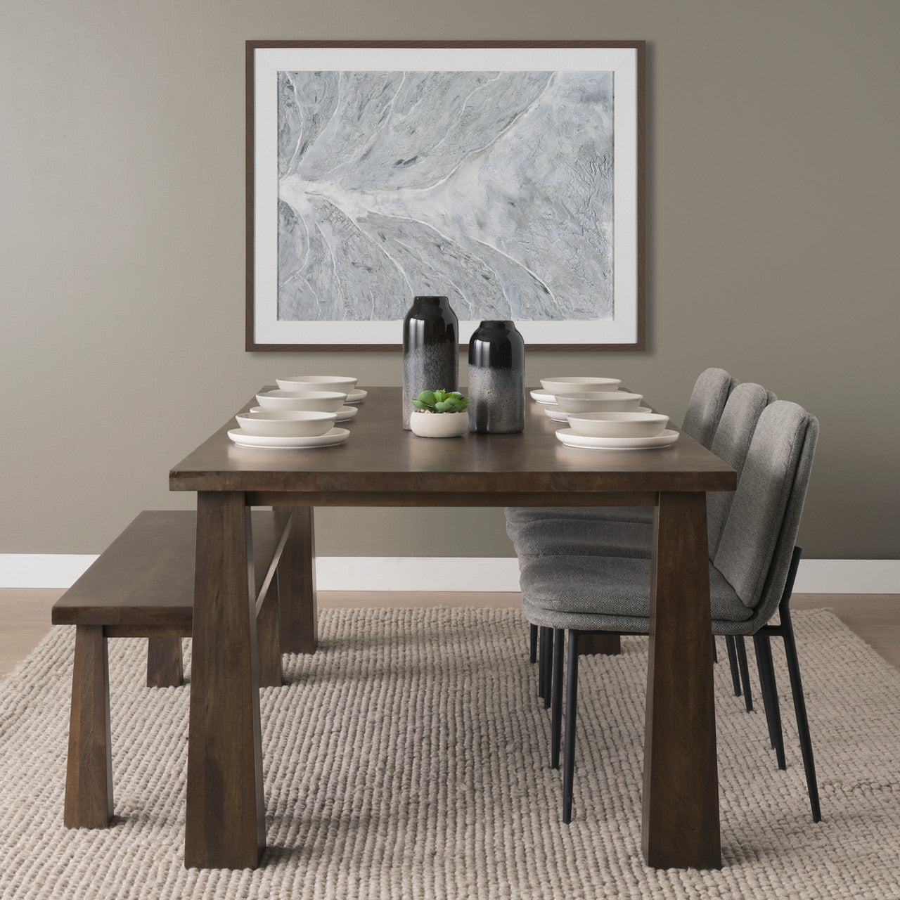 Eve Dining Chair w/ Gray Fabric & Matte Black Metal
